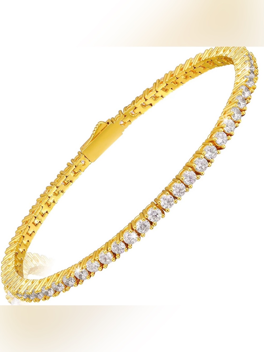 7.25” 5.40 CTW Moissanite Tennis Bracelet | S925 Yellow Gold